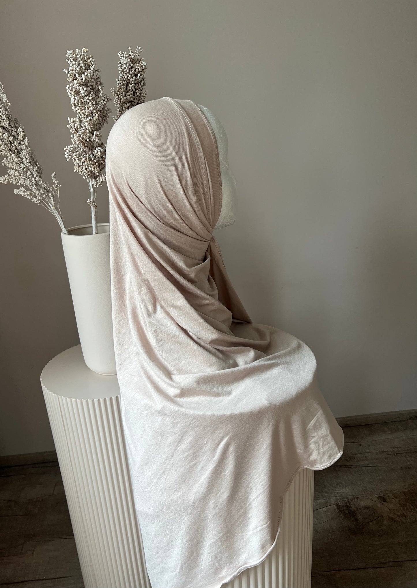 Premium Baumwolle Cotton Hijab Dunkel Beige