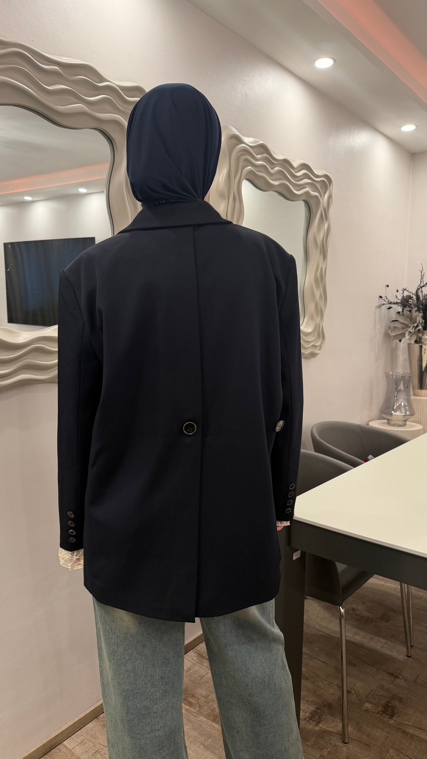 Blazer mit Knopf Hinten Marineblau