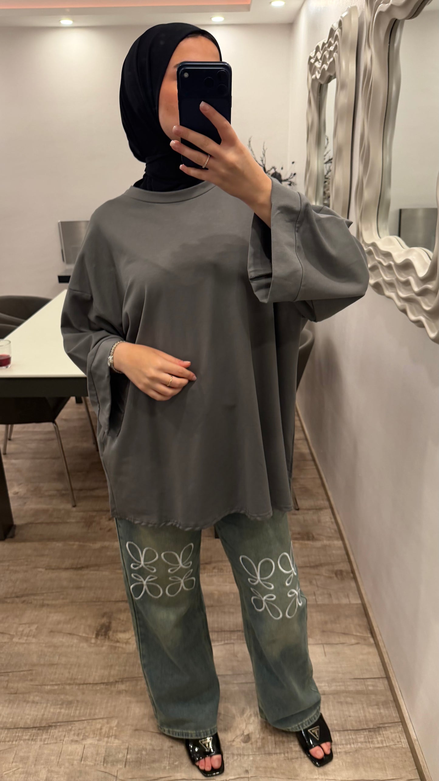 Oversize T-Shirt aus Baumwolle Grau