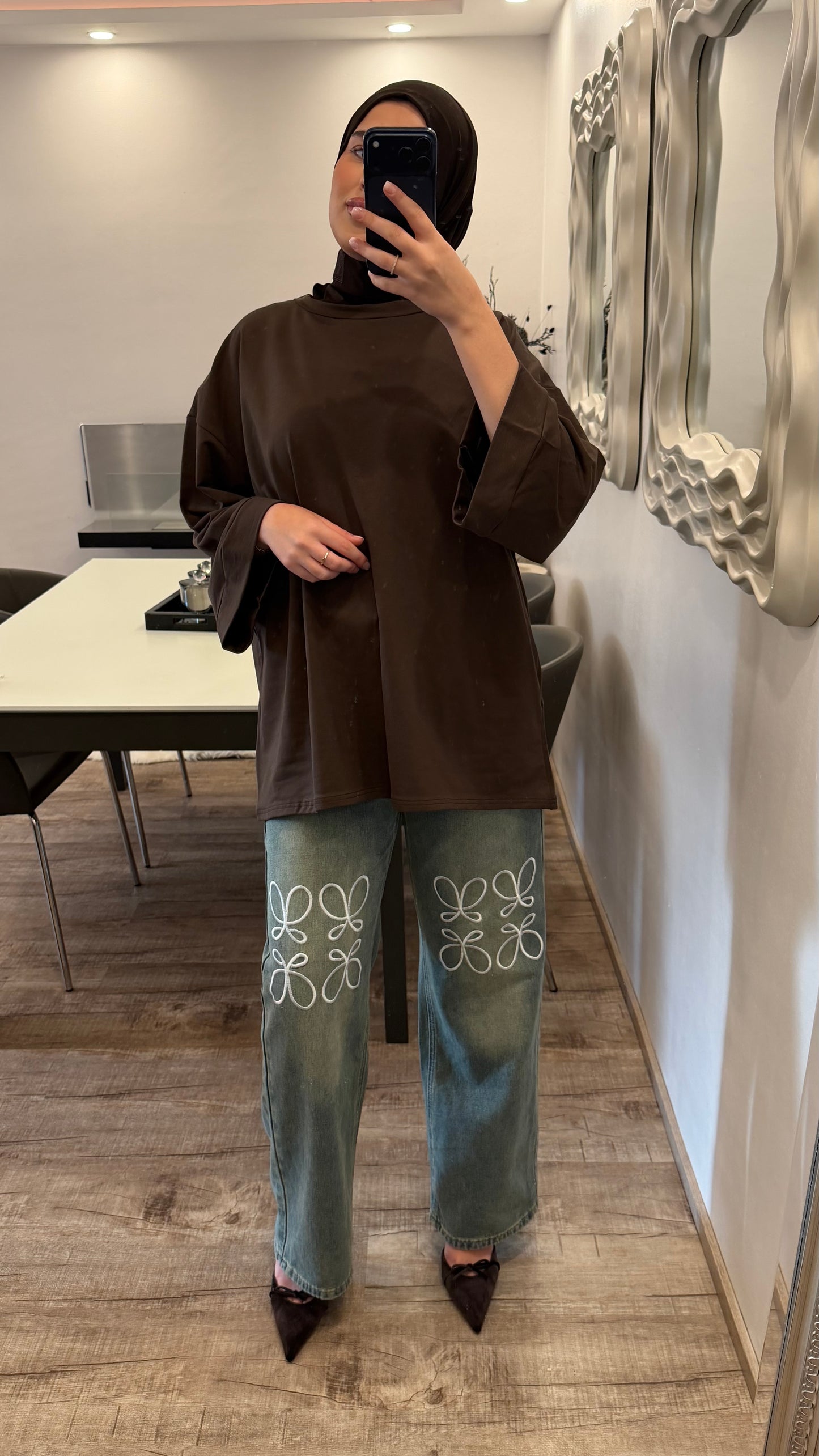 Oversize T-Shirt aus Baumwolle Braun