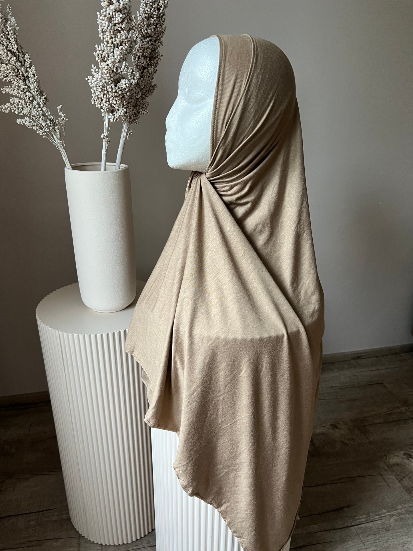 Premium Baumwolle Cotton Hijab Braunocker