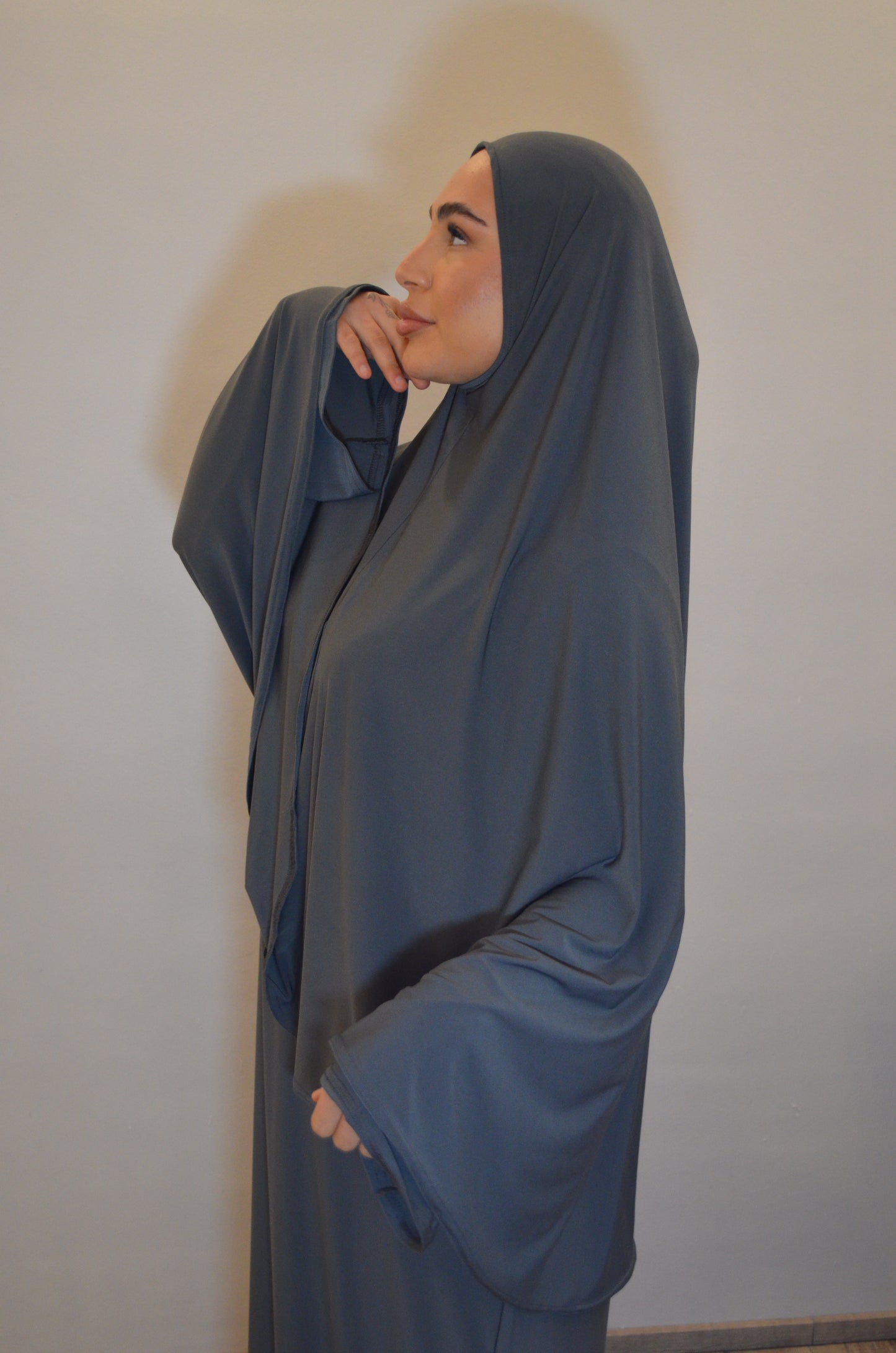 Jilbab Jersey Premium Set Dunkelgrau