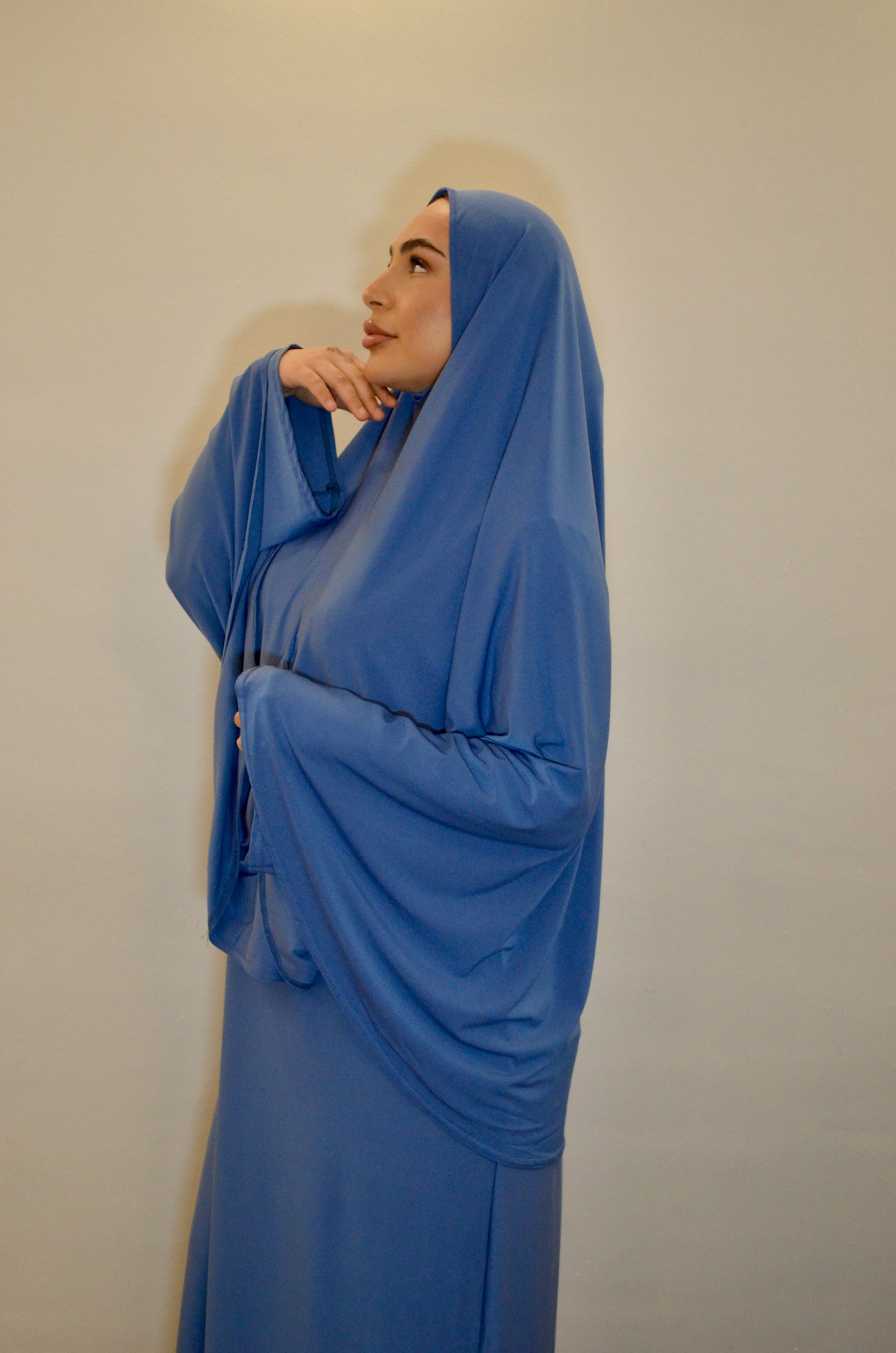 Jilbab Jersey Premium Set Azurblau