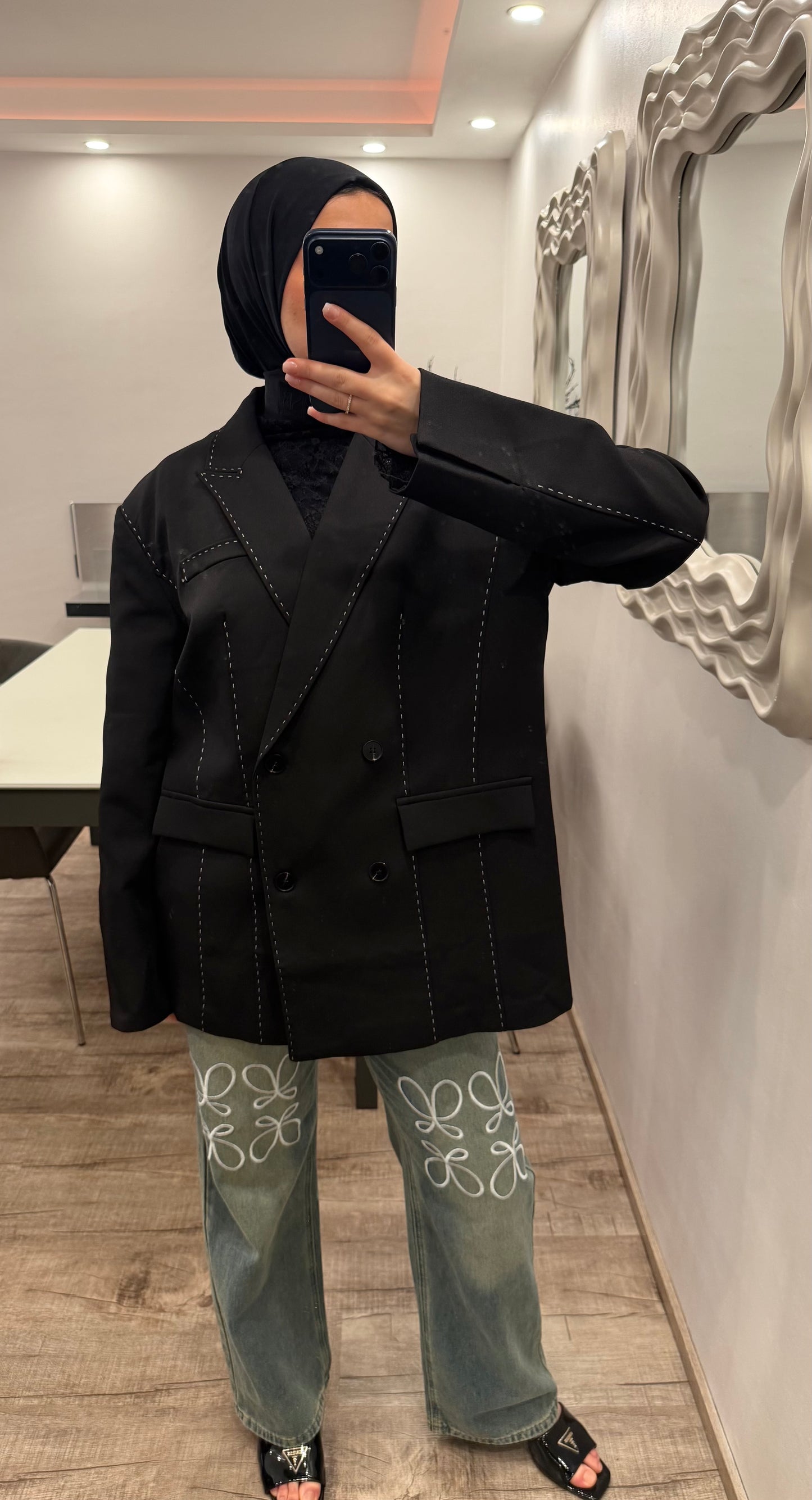 Blazer mit Naht Schwarz