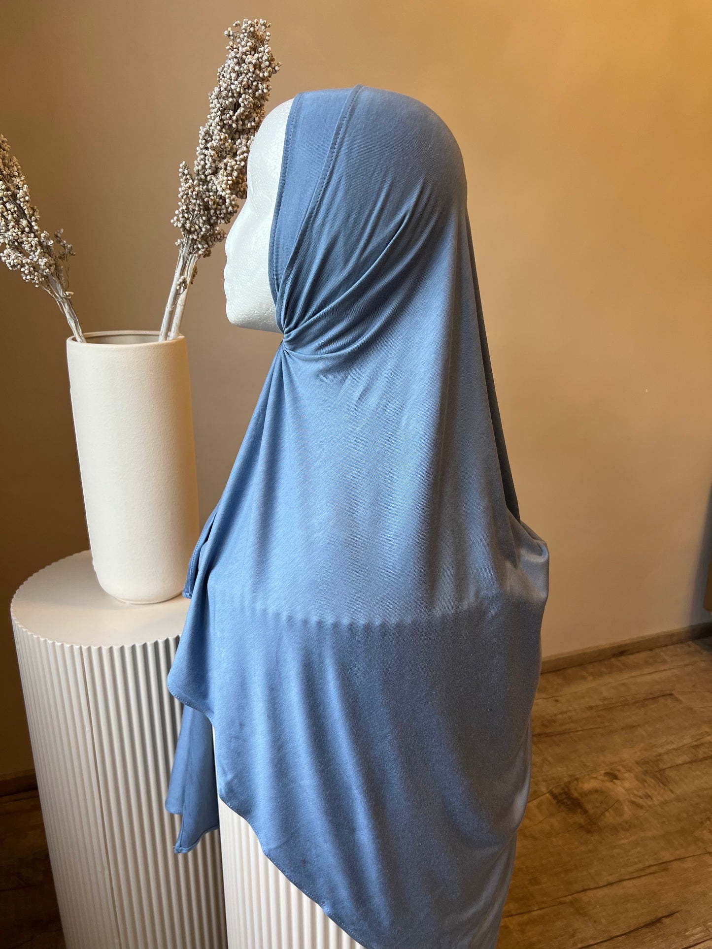 Premium Baumwolle Cotton Hijab Azurblau