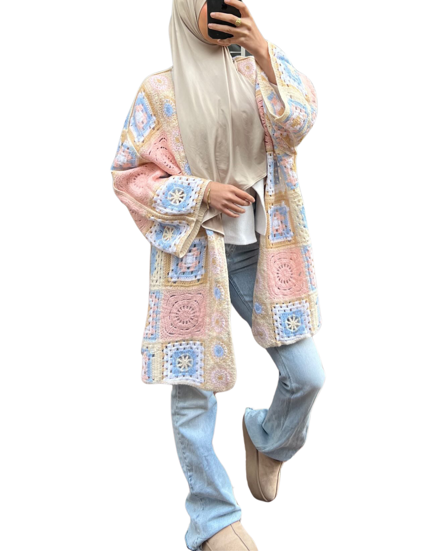 Strickjacke Rosa/Blau