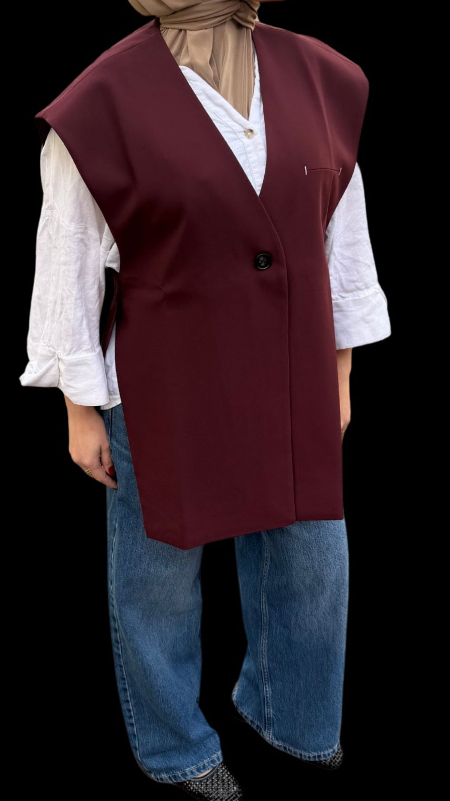 Weste mit seitlichen Knöpfen Burgundy