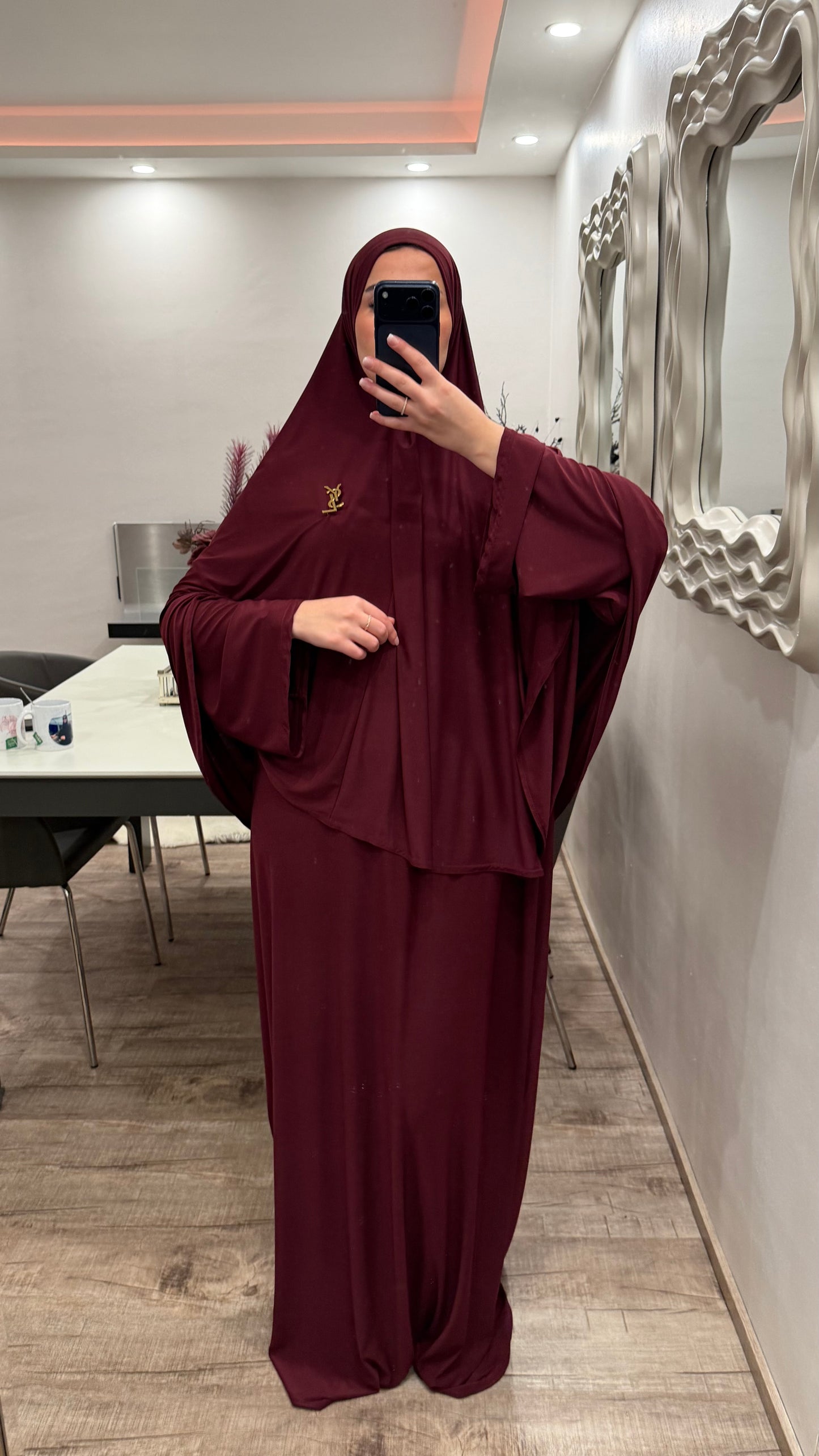 Jilbab Jersey Premium Set Weinrot