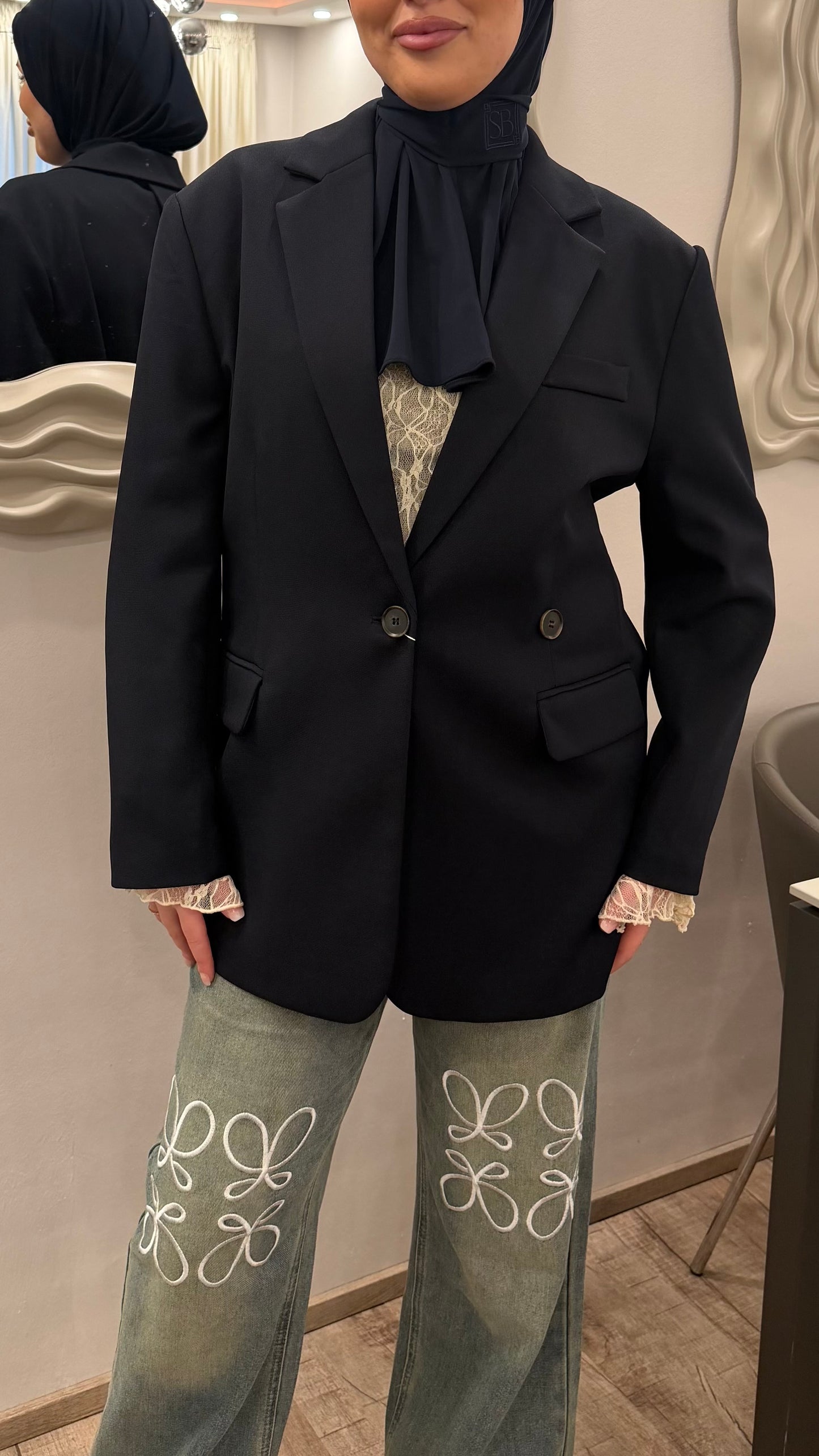 Blazer mit Knopf Hinten Marineblau