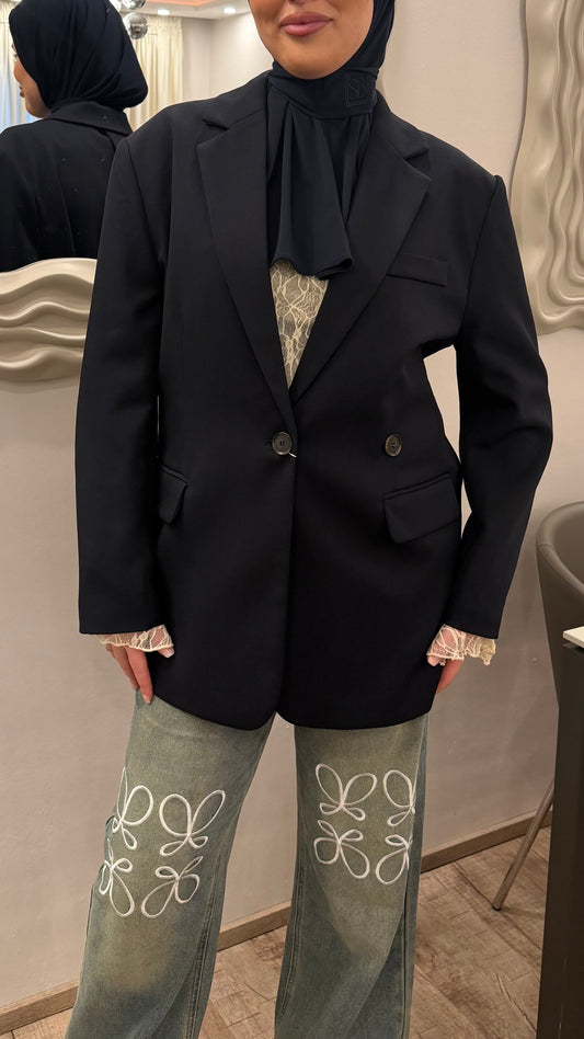 Blazer mit Knopf Hinten Marineblau