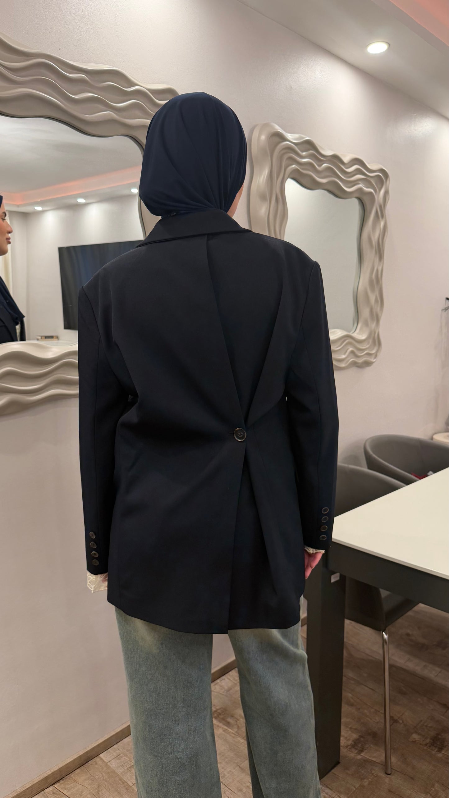 Blazer mit Knopf Hinten Marineblau