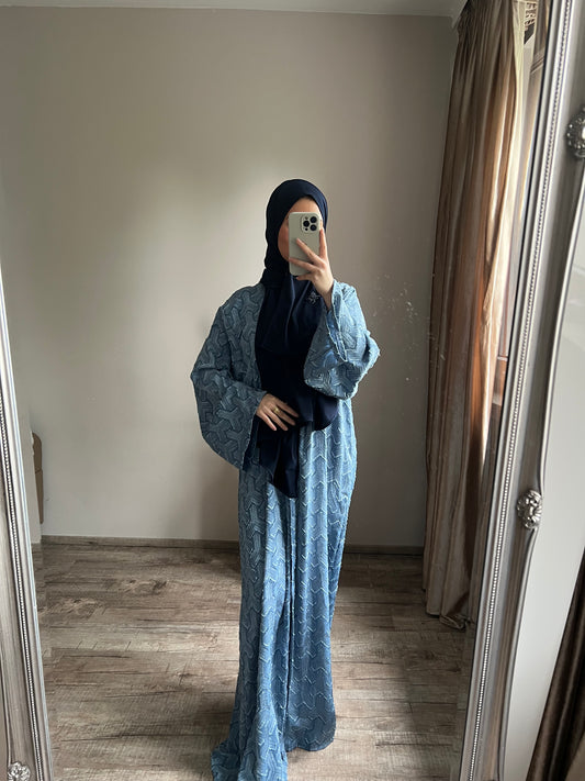 Abaya mit Muster - Jeansblau