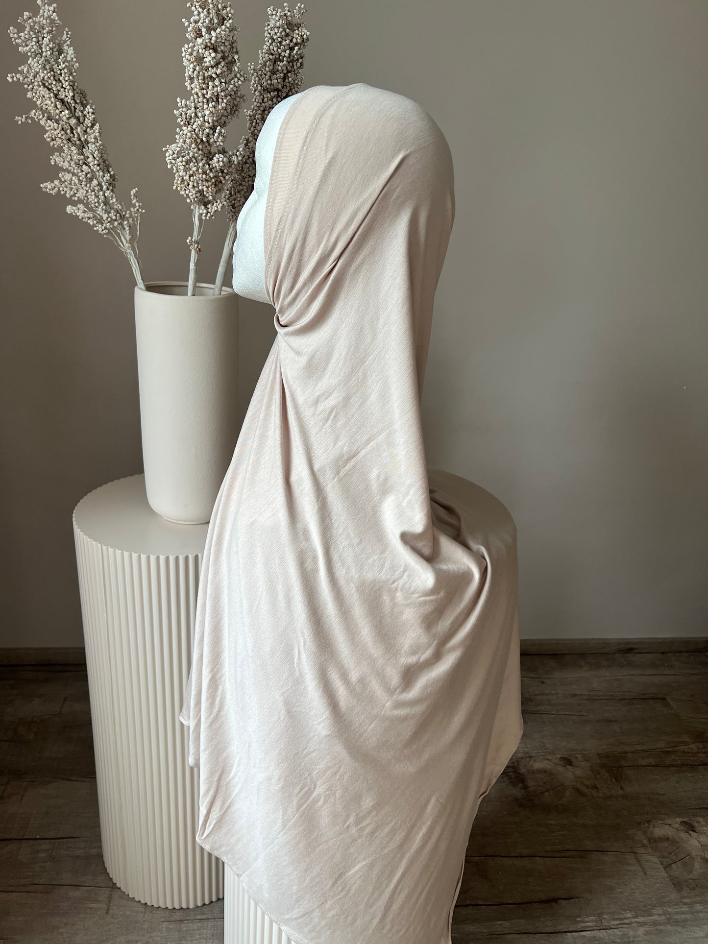 Premium Baumwolle Cotton Hijab Dunkel Beige