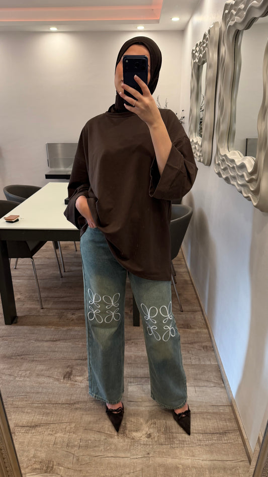 Oversize T-Shirt aus Baumwolle Braun