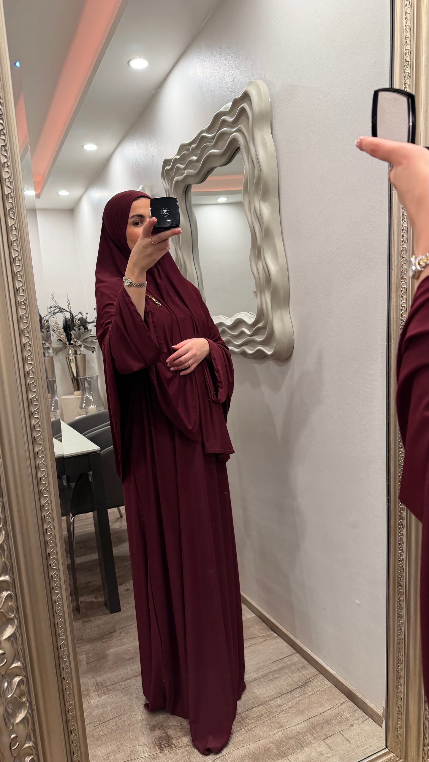 Jilbab Jersey Premium Set Weinrot