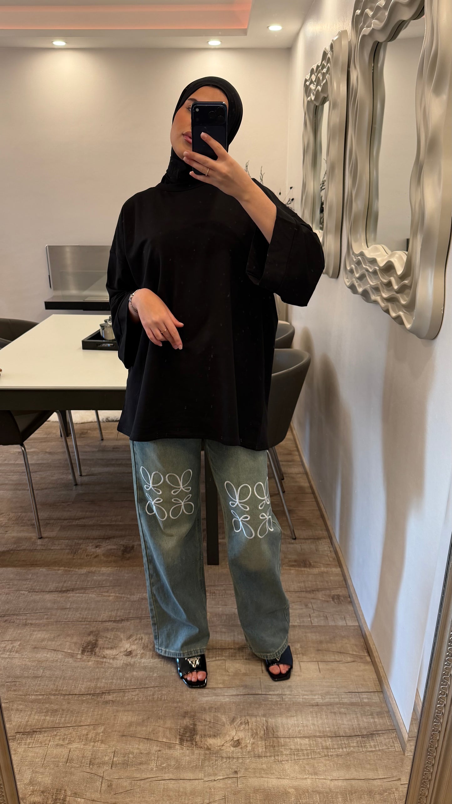 Oversize T-Shirt aus Baumwolle Schwarz