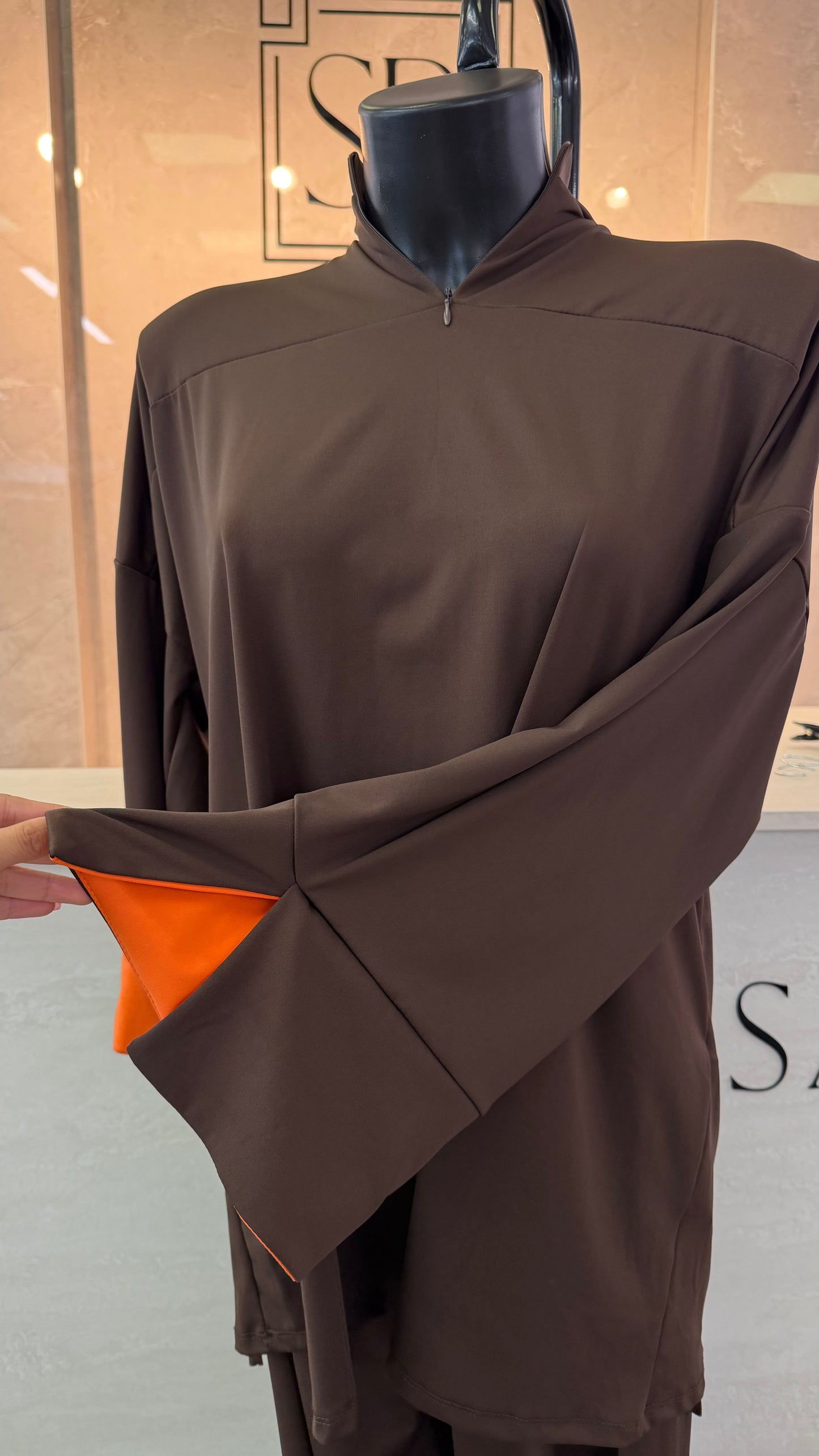 BURKINI Braun mit orangenen Details