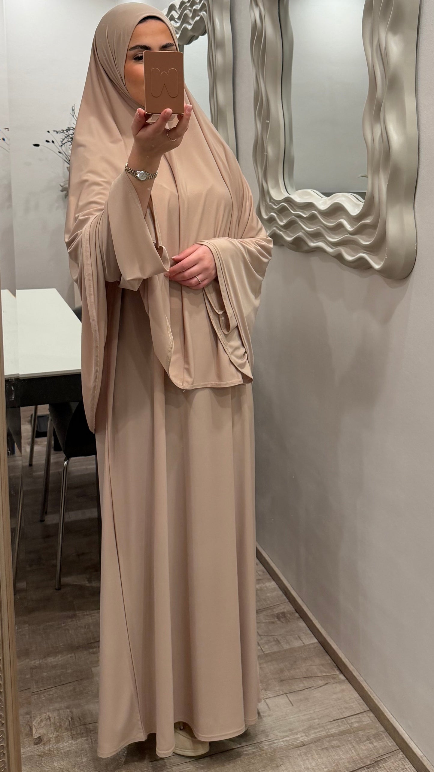 Jilbab Jersey Premium Set Beige