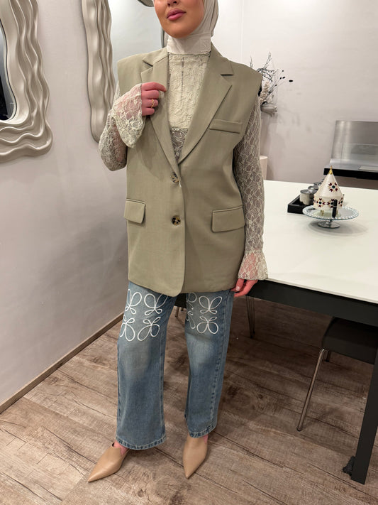 Weste mit Schlitz hinten mint