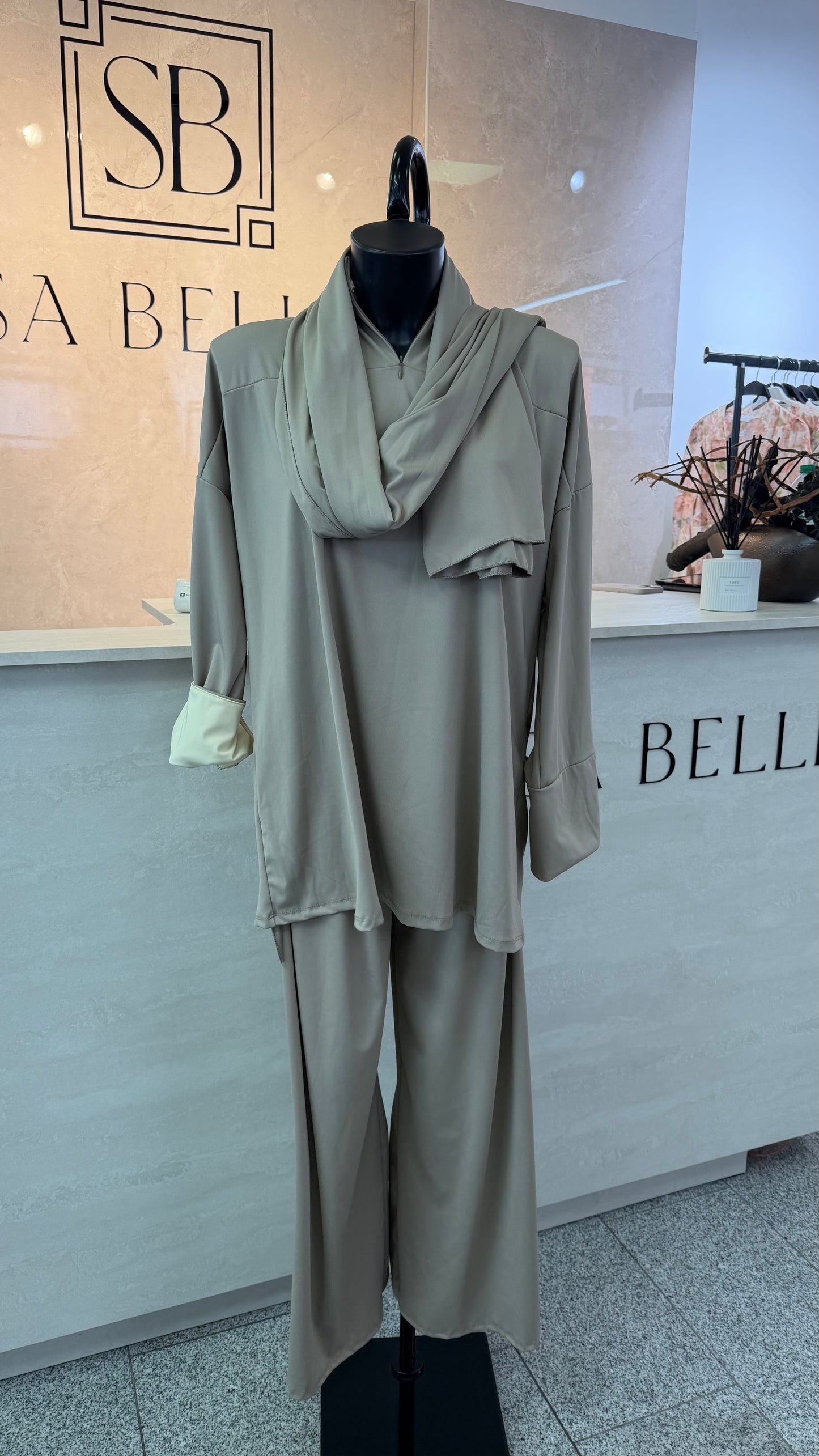 BURKINI taupe mit gelben Details