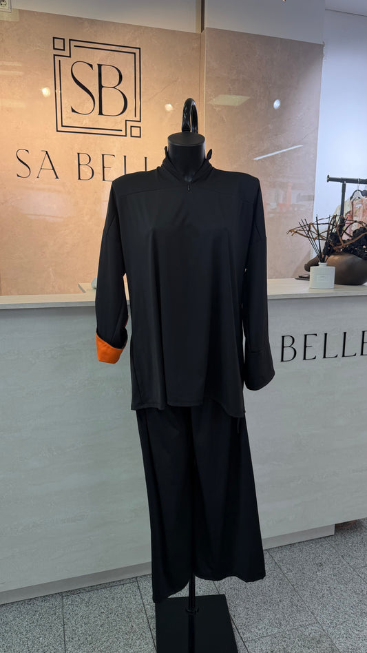 BURKINI schwarz mit orangenen Details