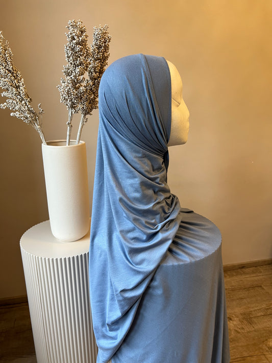 Premium Baumwolle Cotton Hijab Azurblau