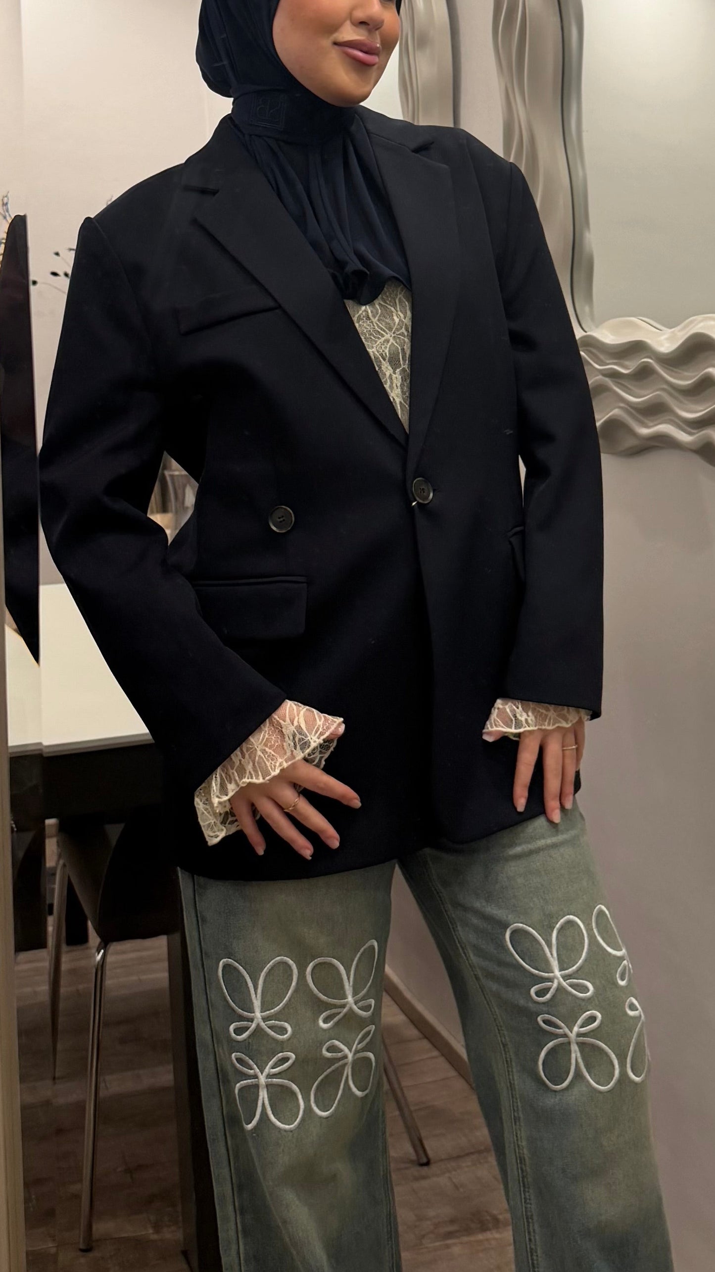 Blazer mit Knopf Hinten Marineblau