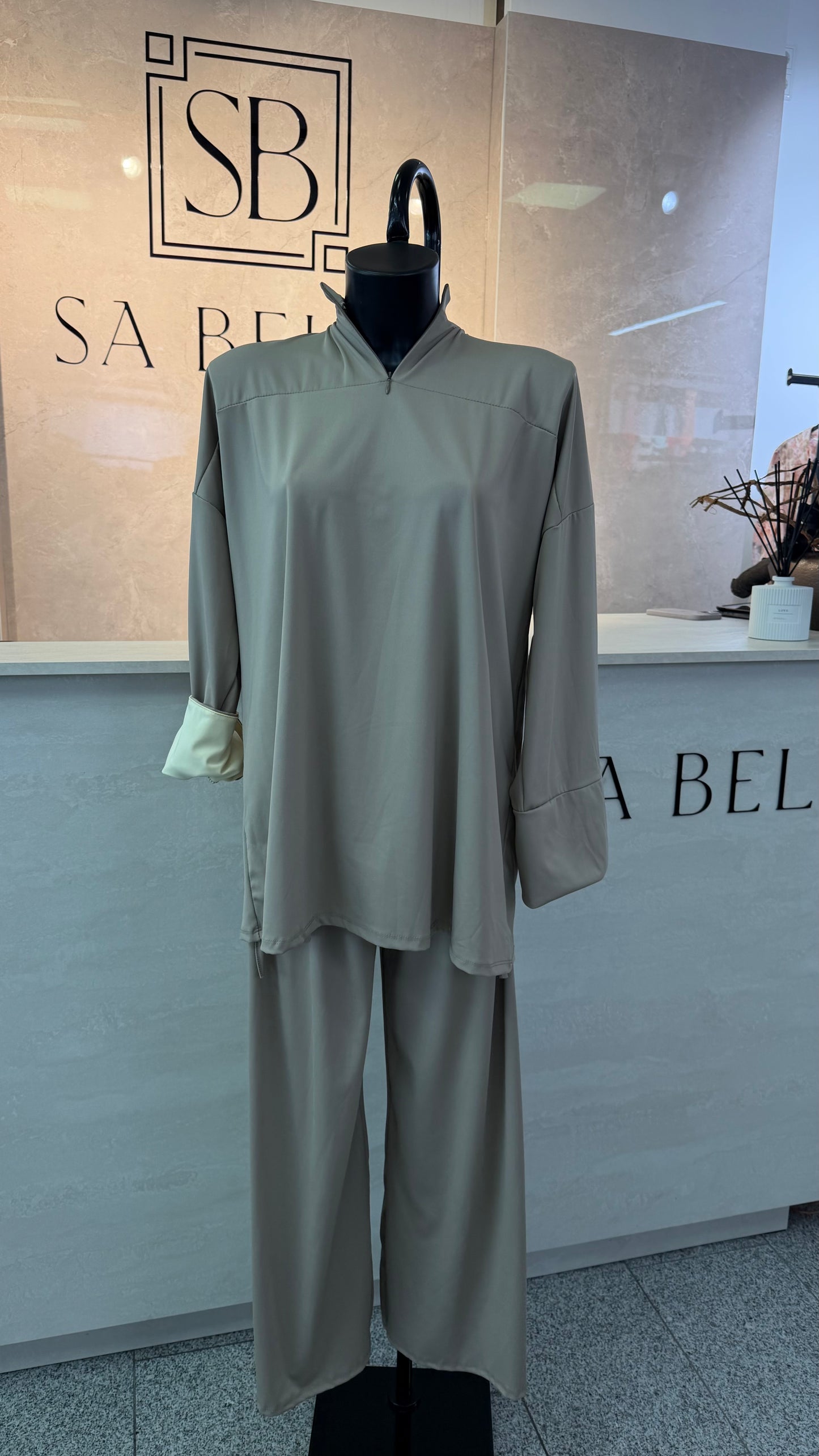 BURKINI taupe mit gelben Details