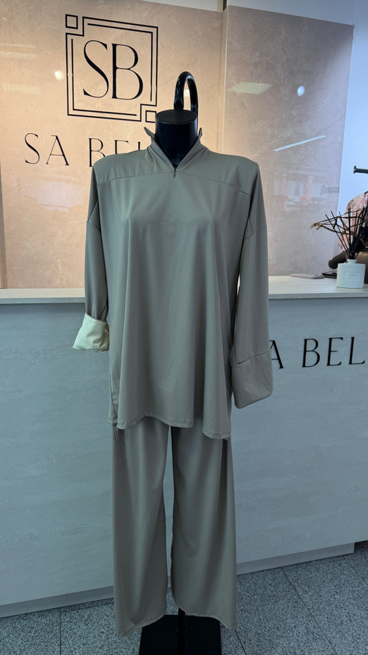 BURKINI taupe mit gelben Details