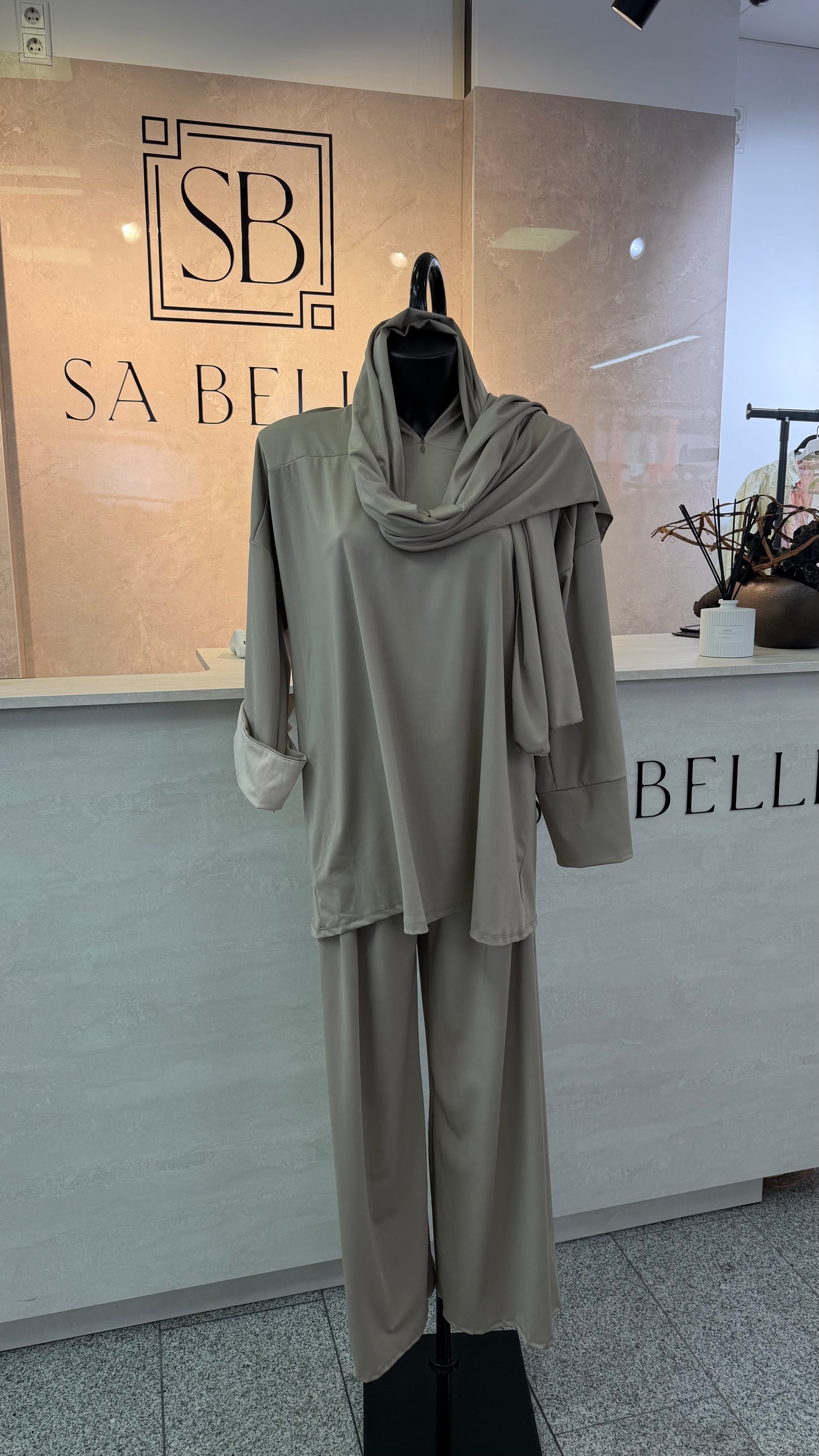 BURKINI taupe mit beigen Details