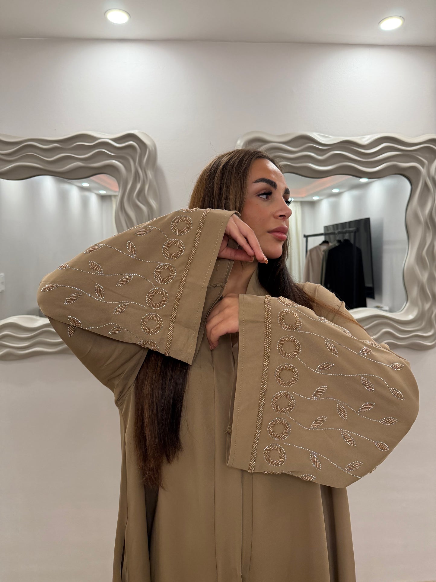 Abaya Meknes Dunkelbeige