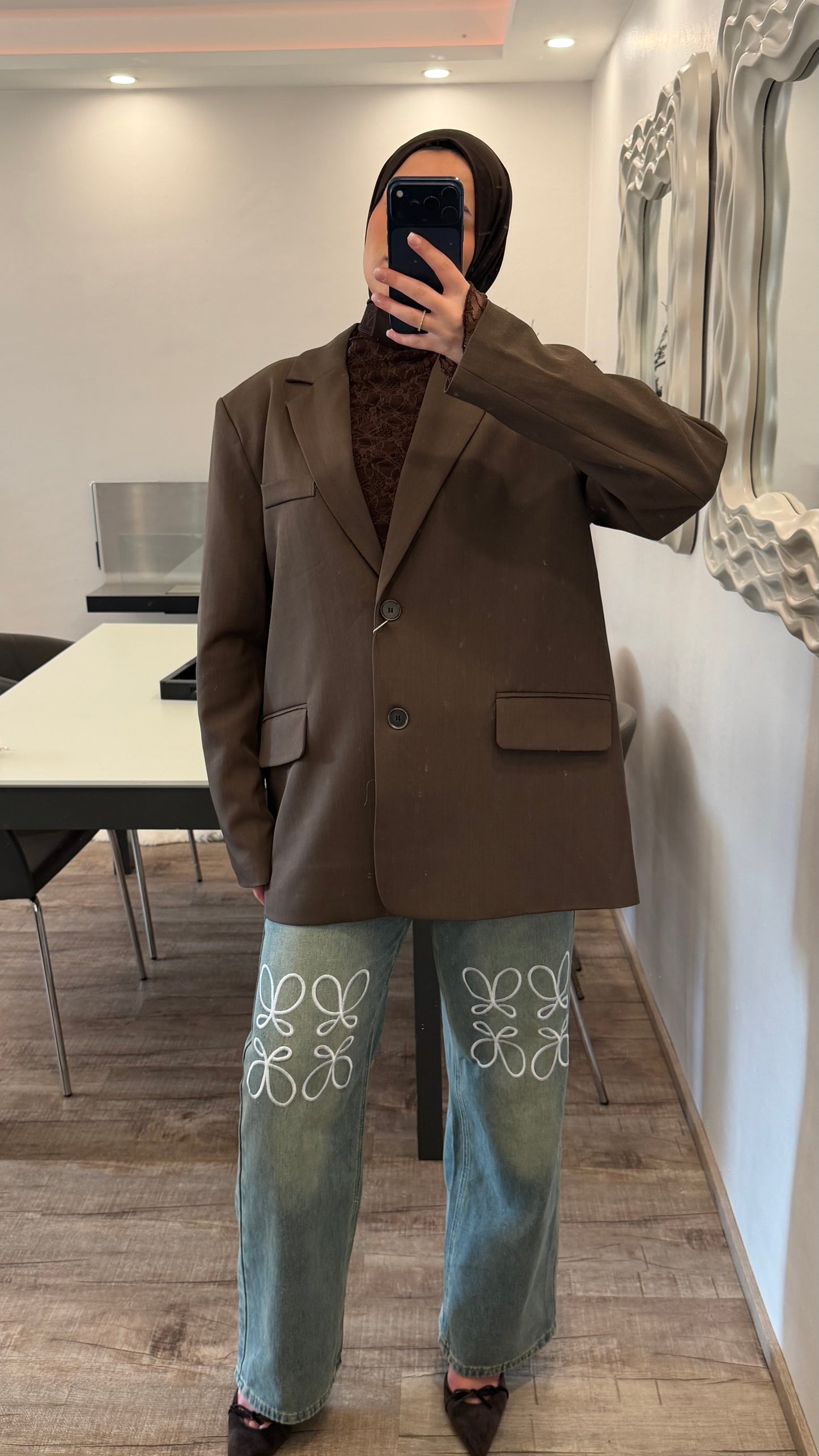 Blazer mit Schlitz hinten Braun