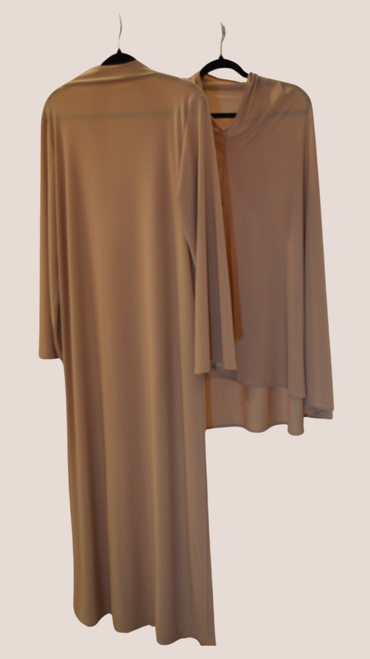 Jilbab Jersey Premium Set Dunkelbeige