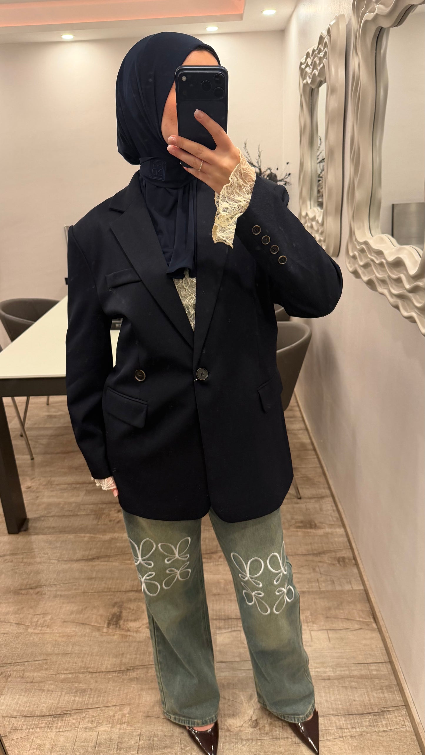 Blazer mit Knopf Hinten Marineblau