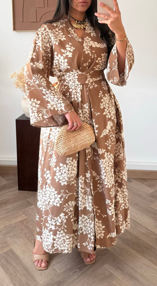 Sommerkleid mit Muster Braun