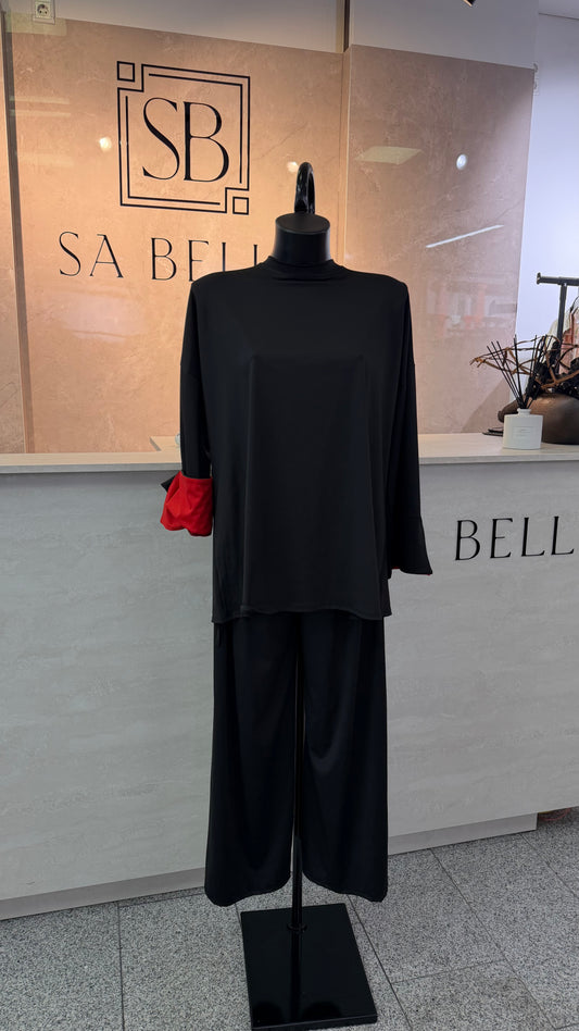 BURKINI schwarz mit roten Details