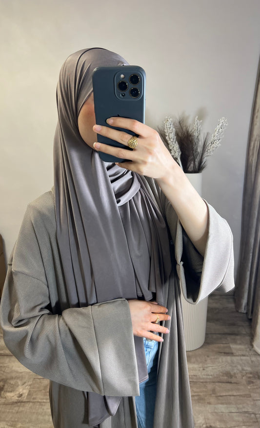 Basic-Kimono aus geripptem Stoff – Taupe