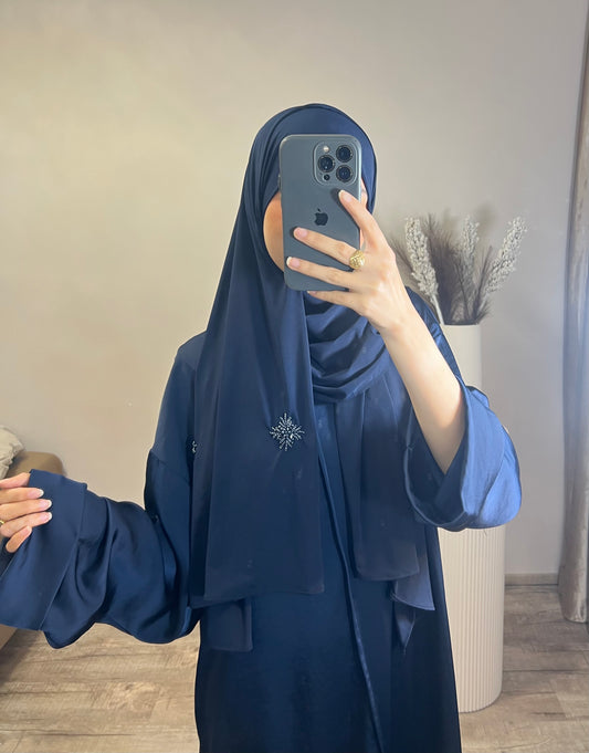 Abaya in Satinpotik Marineblau