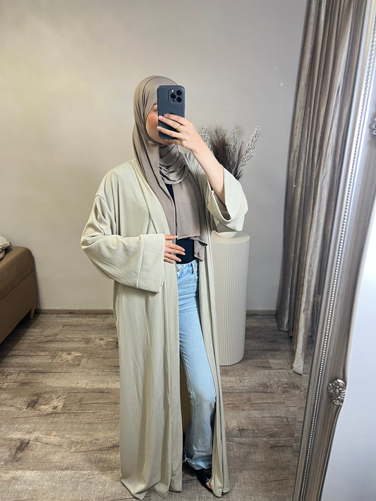 Basic-Kimono aus geripptem Stoff – Beige