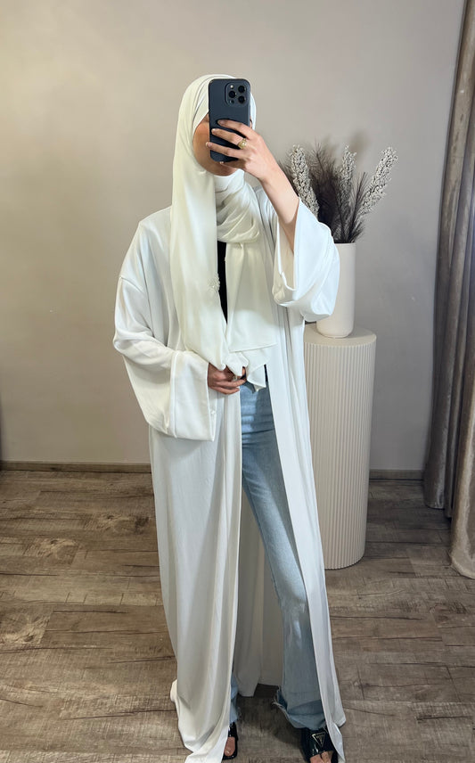 Basic-Kimono aus geripptem Stoff – Weiß