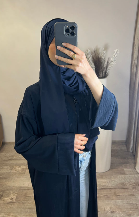 Basic-Kimono aus geripptem Stoff – Marine