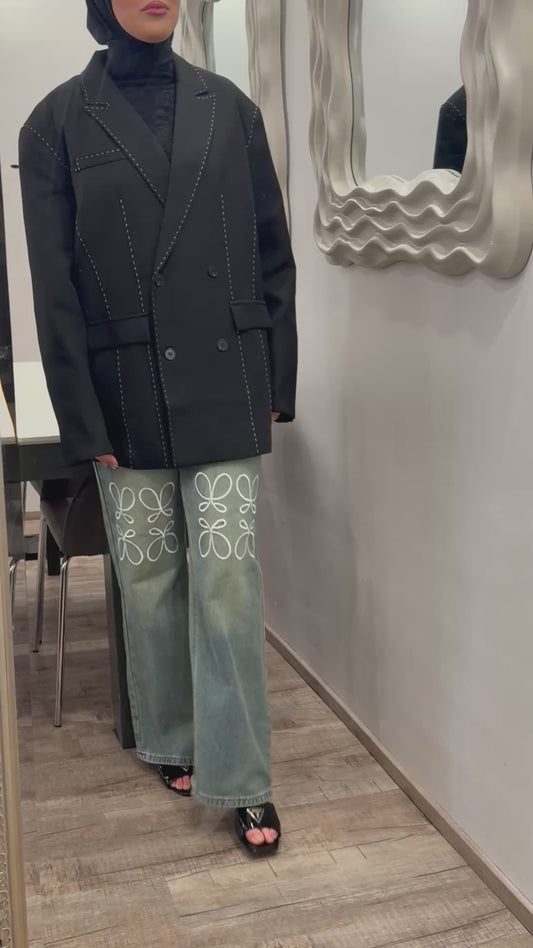 Blazer mit Naht Schwarz