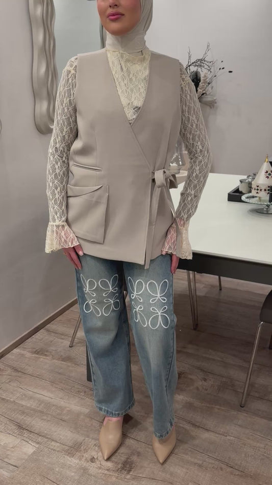 Weste zum binden beige